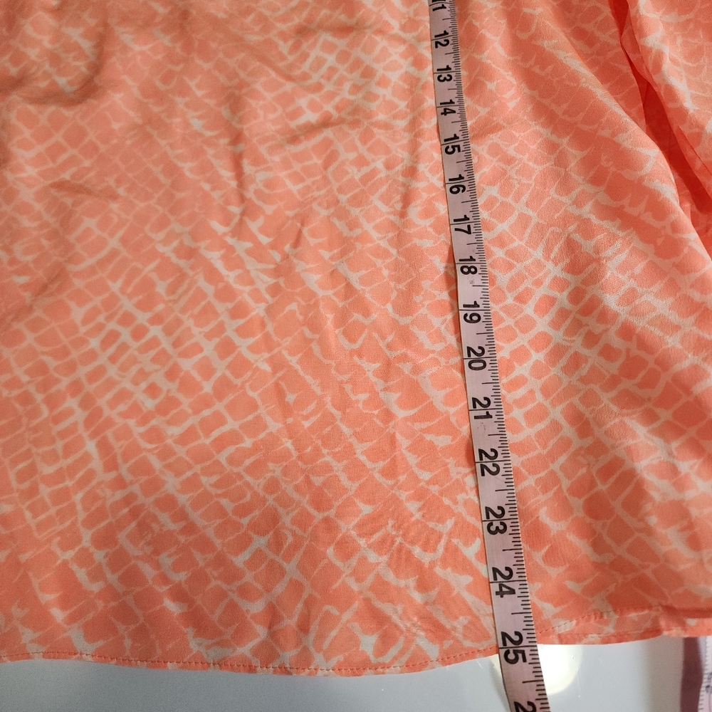 Alice + Trixie Silk Split Sleeve Peasant Blouse Coral Print Size Large - Picture 12 of 15